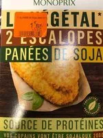 Mängden socker i Escalopes panees au soja
