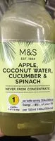 Mängden socker i Apple, Coconut Water, Cucumber, Spinach