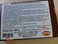 Mängden socker i Assortiments de Tuiles et Palets gourmants au chocolat