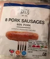 Mängden socker i 8 pork sausages