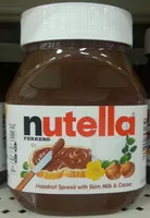 Mängden socker i Nutella hazelnut spread with cocoa