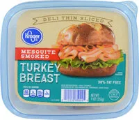 Mängden socker i Deli thin sliced mesquite smoked turkey breast lunch meat
