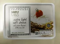 Mängden socker i Extra light soft cheese