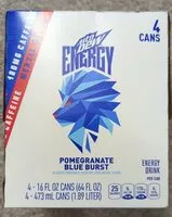 Mängden socker i Mountain dew energy pomegranate blue burst