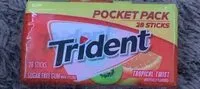 Mängden socker i Trident Tropical twist pocket pack