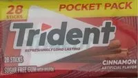Mängden socker i Trident Pocket Pack Cinnamon flavor gum