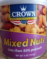 Mängden socker i Crown Mixed Nuts Less Than 50% Peanuts