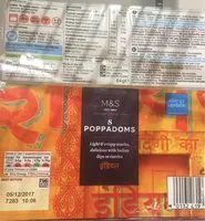 Mängden socker i 8 Poppadoms