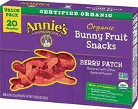 Mängden socker i Annies organic berry patch bunny fruit snacks