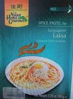 Mängden socker i Asian home gourmet, spice paste for singapore laksa, coconut curry noodles, mild
