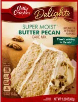 Mängden socker i Super moist cake mix butter pecan box