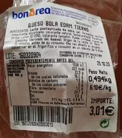 Mängden socker i Queso bola edam tierno