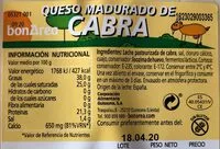 Mängden socker i Queso madurado de cabra