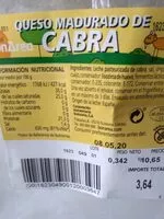 Mängden socker i Queso madurado de cabra
