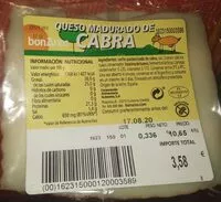 Mängden socker i Queso madurado de cabra