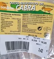 Mängden socker i Queso madurado de cabra
