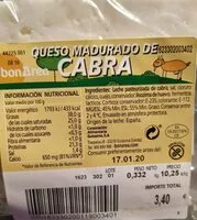 Mängden socker i Queso madurado de cabra