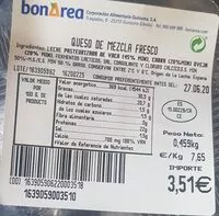 Mängden socker i Queso de mezcla fresco