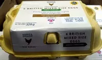 Mängden socker i 6 free range British mixed size eggs Omega 3 enriched