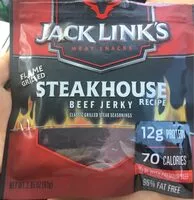 Mängden socker i Jack link's, meat snacks, beef jerky, steakhouse recipe