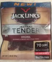 Mängden socker i Jack links extra tender steak strips original