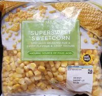 Mängden socker i Supersweet sweetcorn