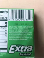 Mängden socker i Wrigleys spearmint chewing gum sugar free stick rp