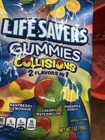 Mängden socker i Life saver Collisions gummies peg bag