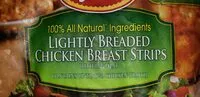 Mängden socker i Lightly breaded chicken breast strips