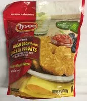 Mängden socker i Hash brown flavored shaped chicken breast pattie fritters with rib meat fully cooked chicken nuggets, hash brown