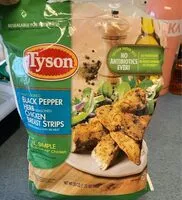 Mängden socker i Black pepper herb seasoned chicken breast strips