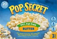 Mängden socker i microwavable popcorn - 94% fat free, butter natural flavor