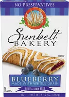 Mängden socker i Sunbelt bakerys blueberry fruit grain bars bars