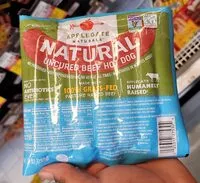 Mängden socker i Natural uncured beef hot dog, uncured beef