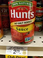 Mängden socker i Tomato Sauce - No Salt Added