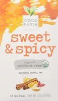 Mängden socker i Teas organic sweet and spicy herbal caffeine free tea bag