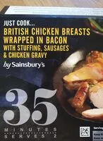 Mängden socker i Sainsbury’s Britich chicken breasts wrapped in bacon