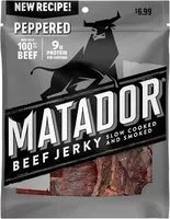 Mängden socker i Matador slow cooked and smoked peppered beef jerky