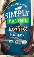 Mängden socker i Simply organic tostitos blue corn tortilla chips with sea salt