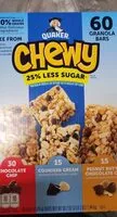 Mängden socker i Quaker chewy bars 25 less sugar