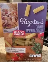 Mängden socker i Rigatoni enriched Macaroni Product