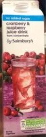 Mängden socker i Cranberry & raspberry juice drink from concentrate