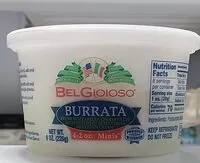 Mängden socker i Burrata Fresh Mozzarella Cheese