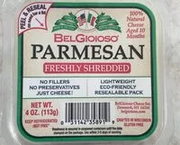 Mängden socker i Belgioso Parmesan Freshly Shredded Cheese