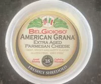 Mängden socker i American Grana Extra Aged Parmesan Cheese