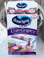 Mängden socker i Ocean spray sugar free cran-grape on the go packets