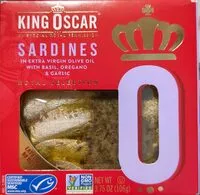 Mängden socker i Sardines in extra virgin olive oil with Basil, Oregano, and Garlic
