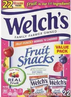 Mängden socker i Fruit snacks pouches fruit punch berries n cherries