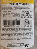 Mängden socker i LASAÑA DE VERDURAS