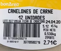Mängden socker i Canelones de carne